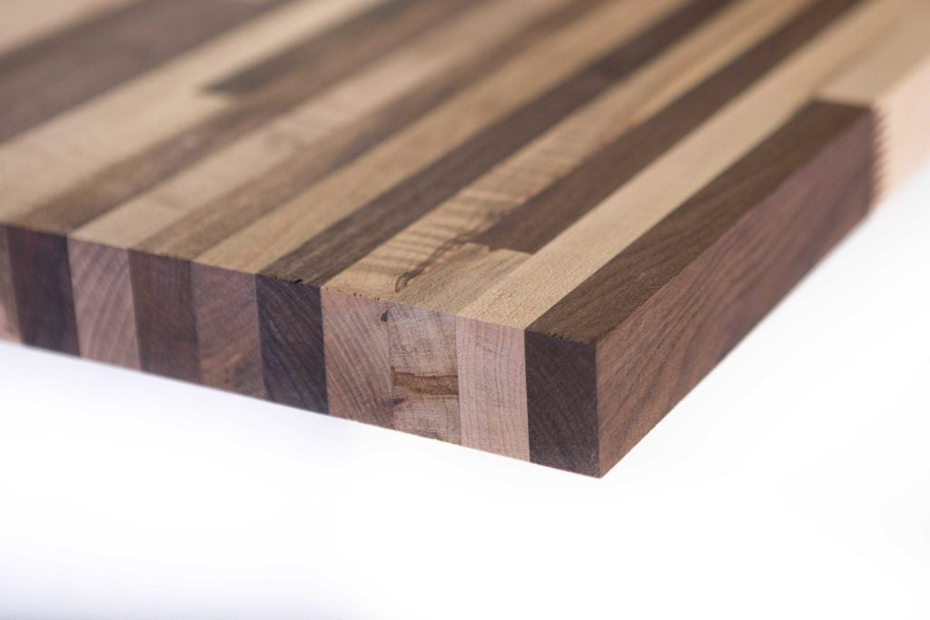 Close up of Maple Walnut blended counter top corner