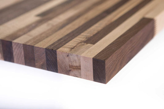 Close up of Maple Walnut blended counter top corner