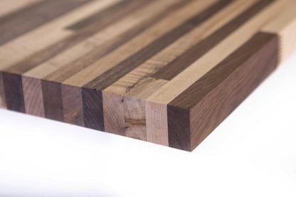 Close up of Maple Walnut blended counter top corner